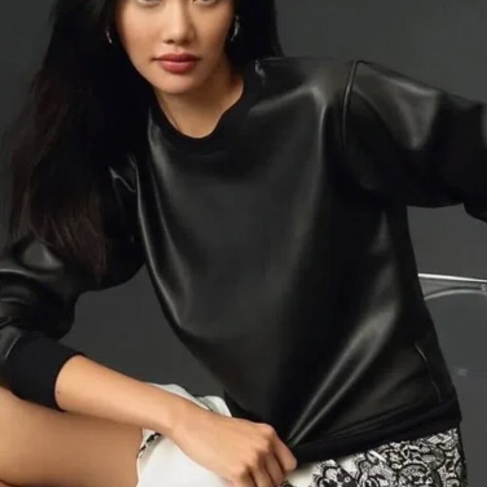 LA Made Faux Leather Pullover Anthropologie